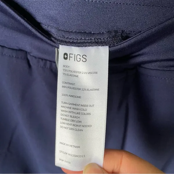 Figs Navy Blue Scrub Set-High Waisted Down Scrub Pants and Top - Image 8