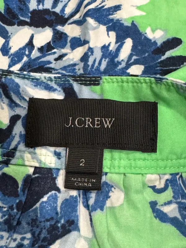 J. Crew Patio Midi Skirt Photo Floral Green Blue Women’s 2 - Image 3