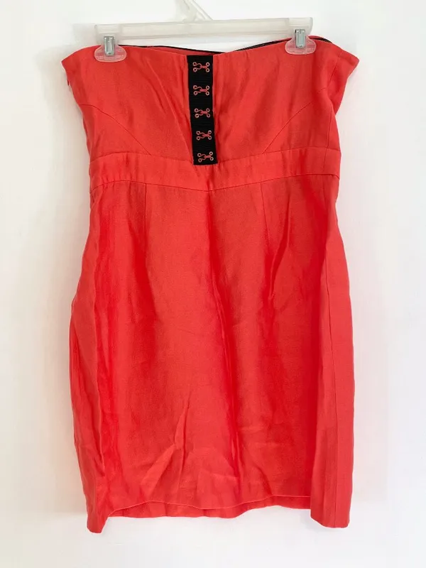 COOPERATIVE URBAN OUTFITTERS Bright Coral Orange Strapless Mini Sheath ? Dress - Image 12