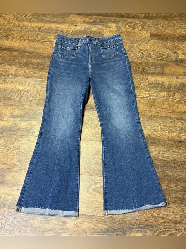 American Eagle Super High Rise Flare Jeans Womens 14 Short Next Level Stretch - Image 3