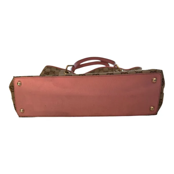 Gucci Vintage GG Canvas Tote Bag 120837 Pink Leather Gold Hardware Entrupy Auth - Image 3