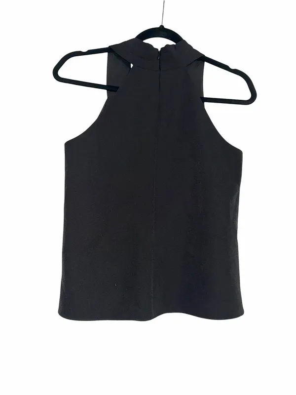 Milly Preston Cady Halter Top Black Asymmetrical Neck Sleeveless Top SMALL - Image 5