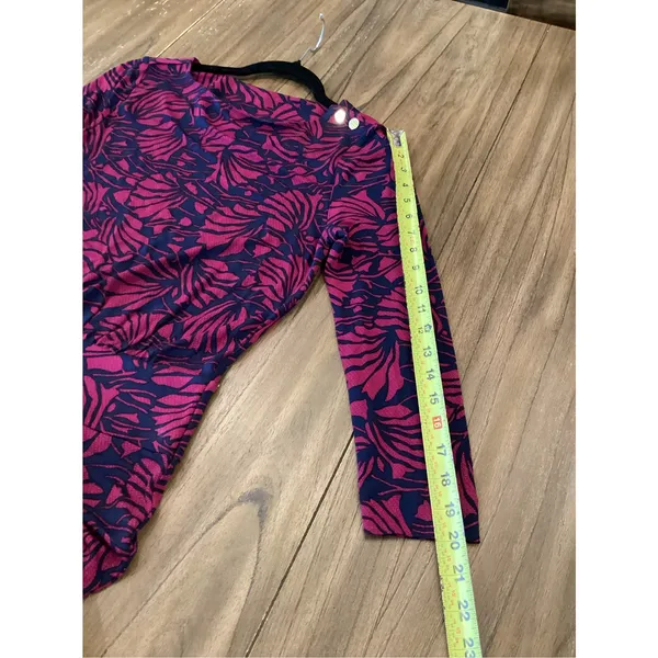 Tory Burch Etta Dress NAVY AZOLLA COMBO in Floral Print Long sleeve Size small - Image 3