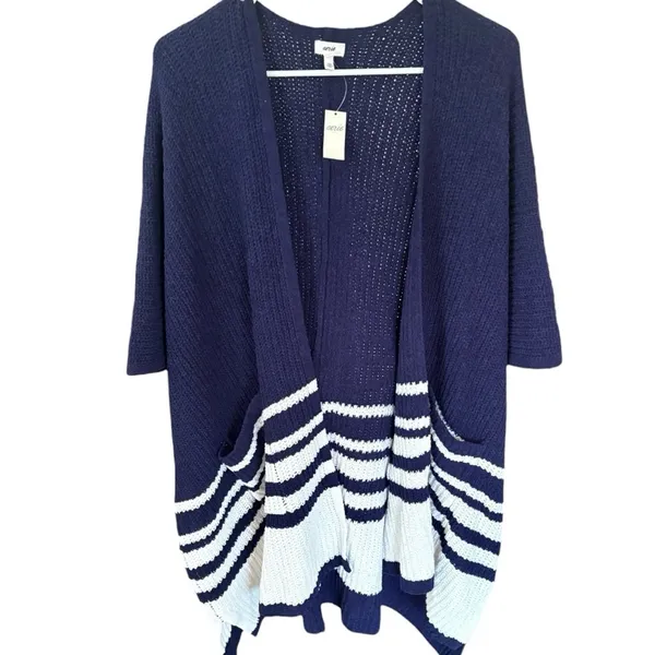 Aerie Navy & White Striped Cardigan Size M (oversized) OSFM NWT - Image 2