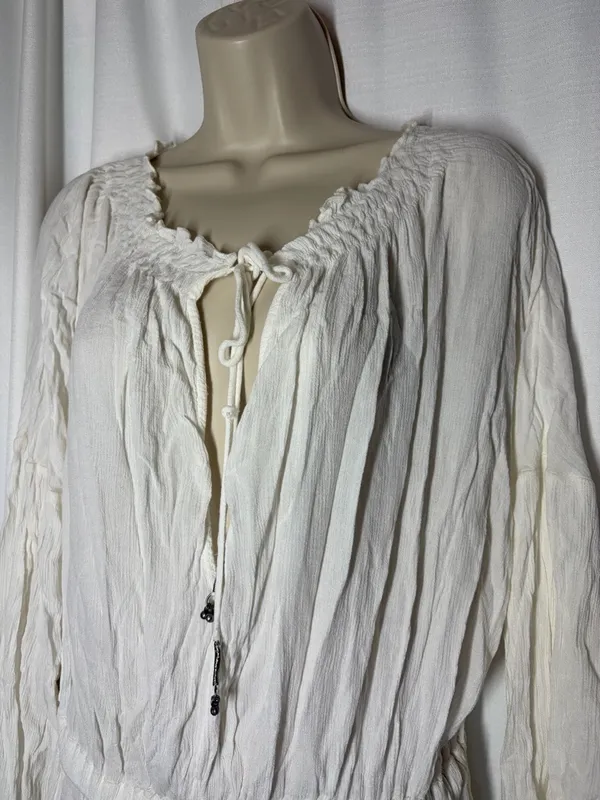 Free People Dress Long Sleeve Lace Boho Peasant Mini Tunic Fairy Grunge Gauzy - Image 2