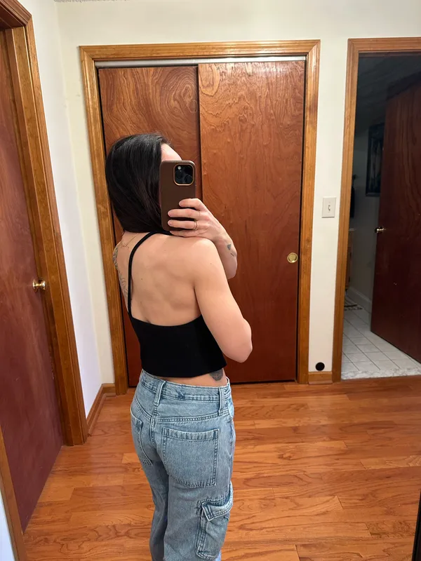 Abercrombie & Fitch One Shoulder Black Crop Tank Top - Image 2