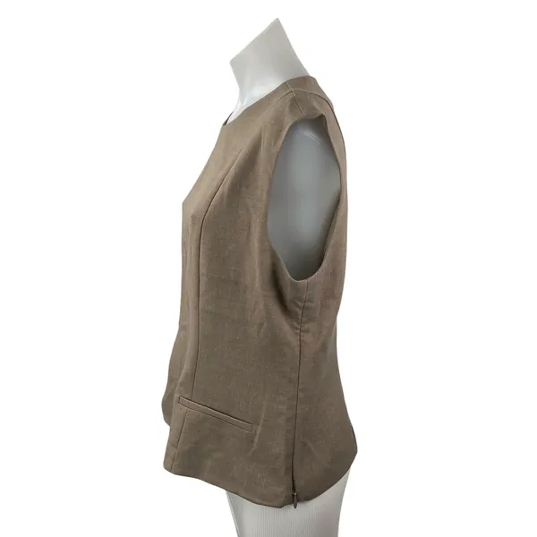 NEW Abercrombie & Fitch Women's Tan Sleeveless Pocket Tank Blouse Top Size L - Image 3