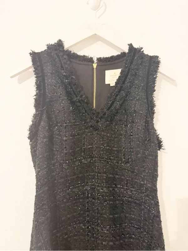 Kate Spade Black Sparkle Sleeveless Tweed Dress Cocktail Size 2 - Image 3
