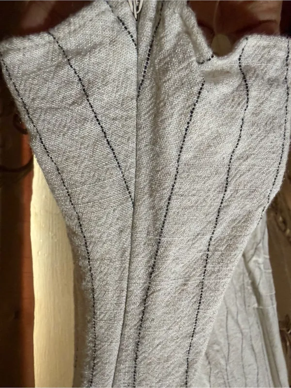 Mustard Seed Off-Shoulder Ribbed Pinstripe Crop Top - White - Image 4