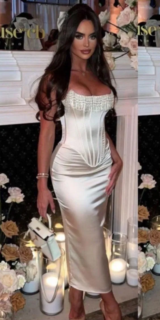 House Of CB NWT NALITA VINTAGE CREAM EMBELLISHED STRAPLESS DRESS. Size Medium - Image 13