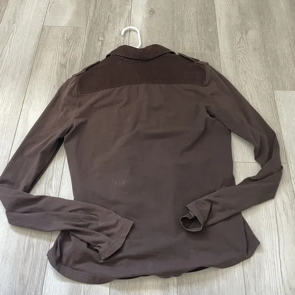 James Perse Shirt cotton corduroy button up long sleeve womens Brown (large) - Image 6