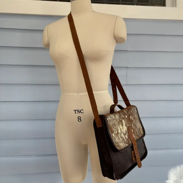 Leather Cowhide Crossbody Bag Gold - Image 3