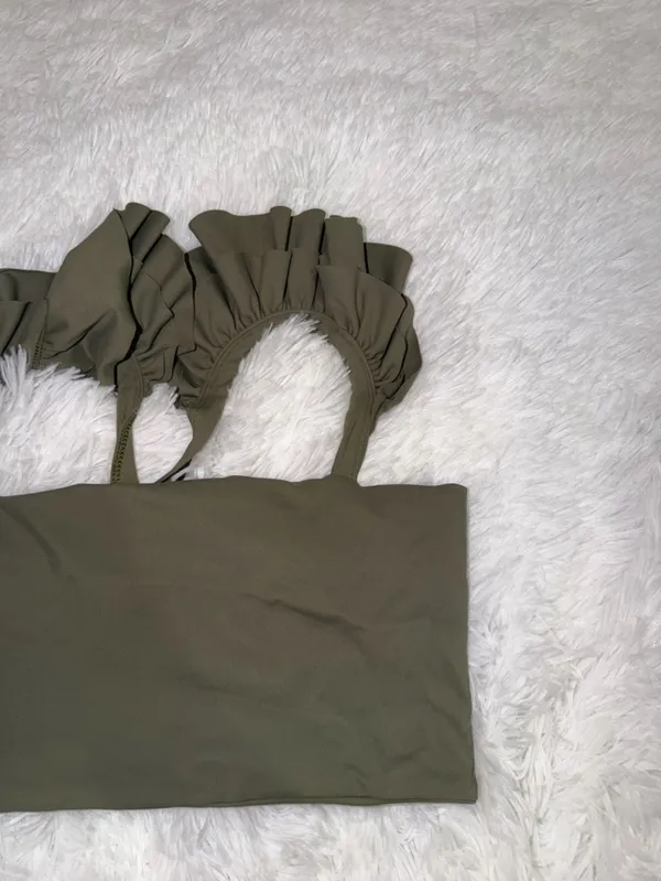 Port De Bras Wing Crop size Large Olive Green Anthropology - Image 2