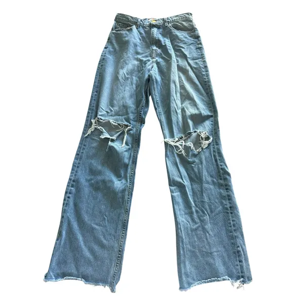 Aviator Nation Gypsy Jeans Size 29 In Vintage Blue High Rise Wide Leg Distressed - Image 4