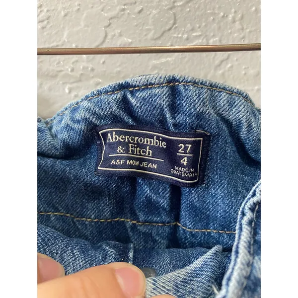 Abercrombie & Fitch Blue Denim Mom Belted Waist Cotton Jeans Womens Size 27/4R - Image 6