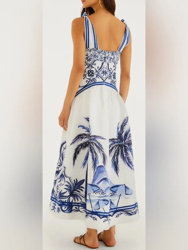 NEW Farm Rio Wonderful City Tropical Print Off White Maxi Dress sz XXS - Image 2