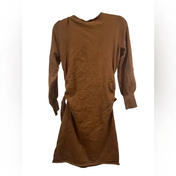 Avantlook Womens Lantern Sleeve‎ Sweaterdress, Brown - Image 3