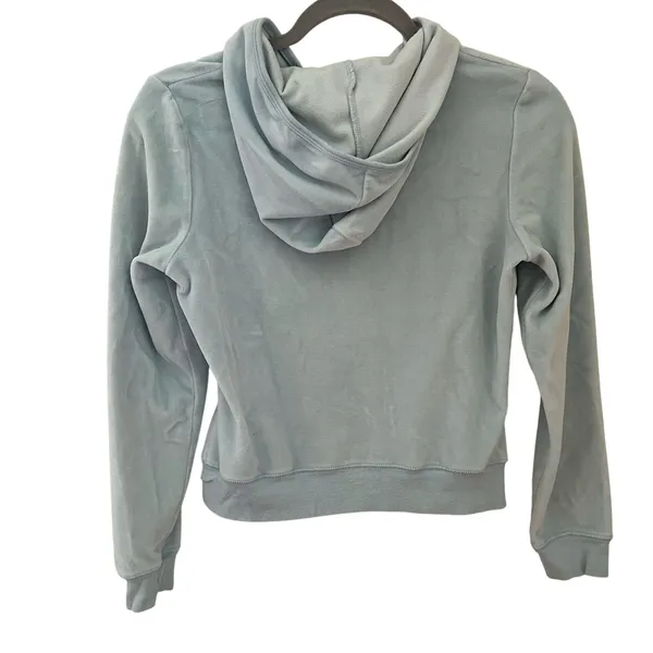 Self Esteem Vintage y2k Baby Blue Velour Zip Up Hoodie, M - Image 2