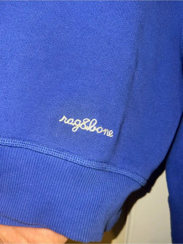 Rag & Bone Royal Blue Vintage Terry Crewneck Sweatshirt Cropped - Image 3