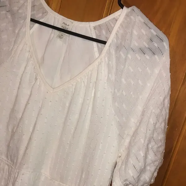 366. Roan + Ryan mini white raglan puff sleeves dress tiered with pockets XS - Image 8