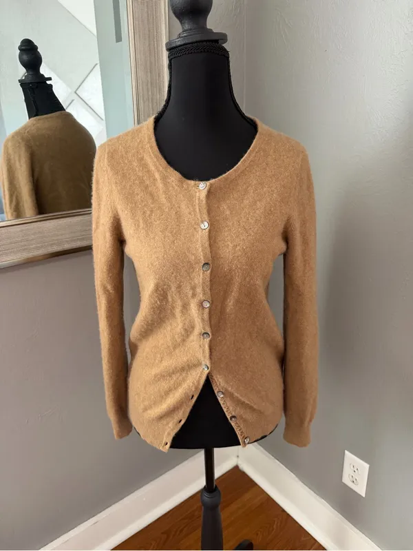 Boden x Anthropologie Cashmere Preppy Cardigan Camel 4. - Image 2