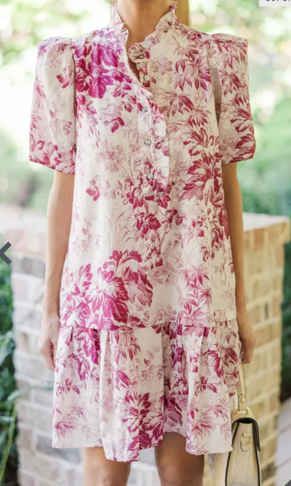 fab'rik Toile Pink Floral Mini Dress Small - Image 8