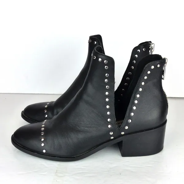 Steve Madden Conspire Ankle Boots Women 9M Black Leather Studded Cutout Rock - Image 5