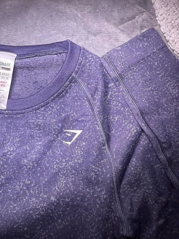 Gymshark Purple Adapt Fleck Seamless Long Sleeve Crop Top - Image 3