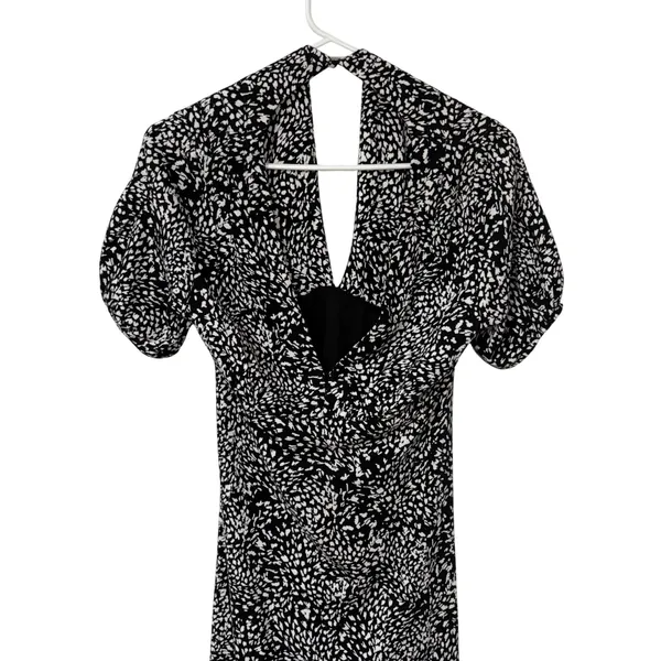 Free People Womens S Looking Love Black Casual Short Sleeve V-Neck Midi‎ Dress - Image 3