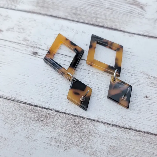 Vintage Stud Earrings Brown Tones Retro Design Dangle Earrings - Image 5