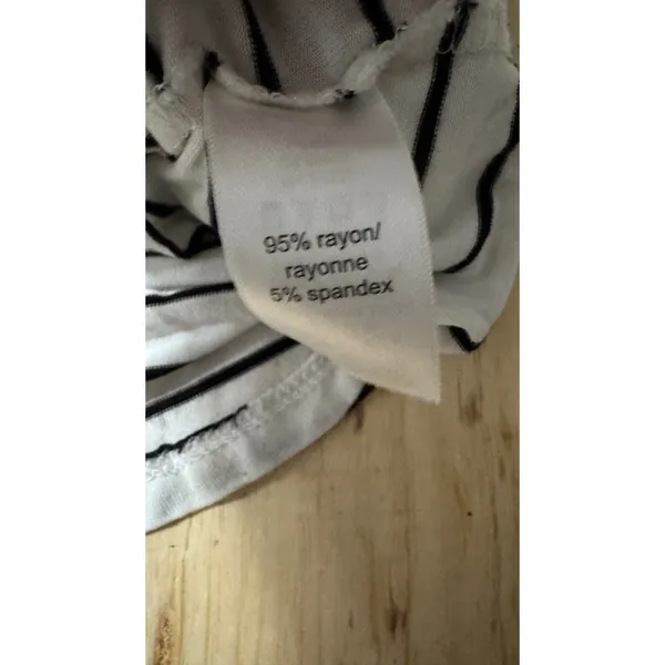 Maurices 24/7 Womens XL White Black Striped‎ Mock Neck Long Sleeve Rayon Top - Image 3