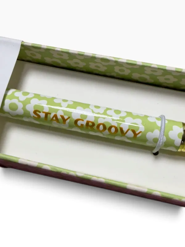 DesignWorks Ink “Stay Groovy” Daisy Keychain Pen with Mushroom Charm – New - Image 4