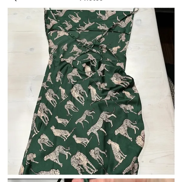 CUPSHE Women Green Tan Jaguar Print Halter‎ Mini Dress Backless Small NWT - Image 4