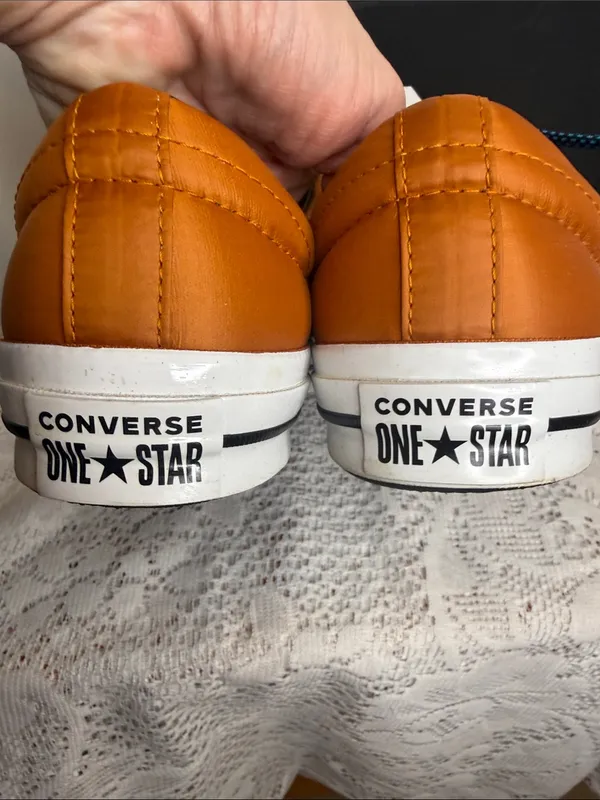 Converse leather low top burnt orange lace up shoes sz 8.5 - Image 5