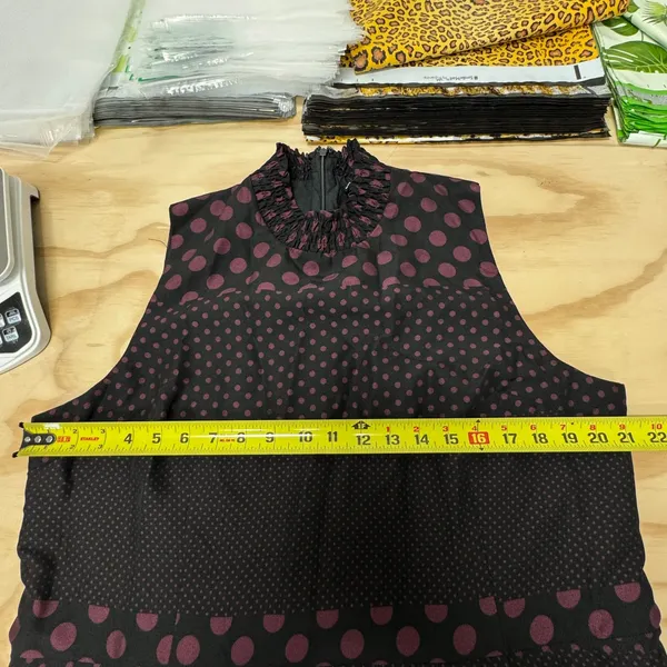 Who What Wear Dark Polka Dot Sleeveless Midi‎ Dress XXL Smocked Whimsical Retro - Image 11