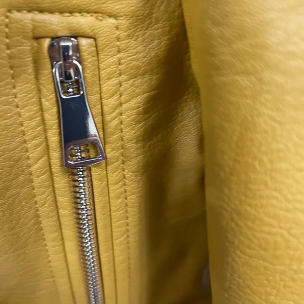 Elizabeth and James Moto Jacket Mustard Yellow Faux Leather Biker‎ Size Small - Image 3
