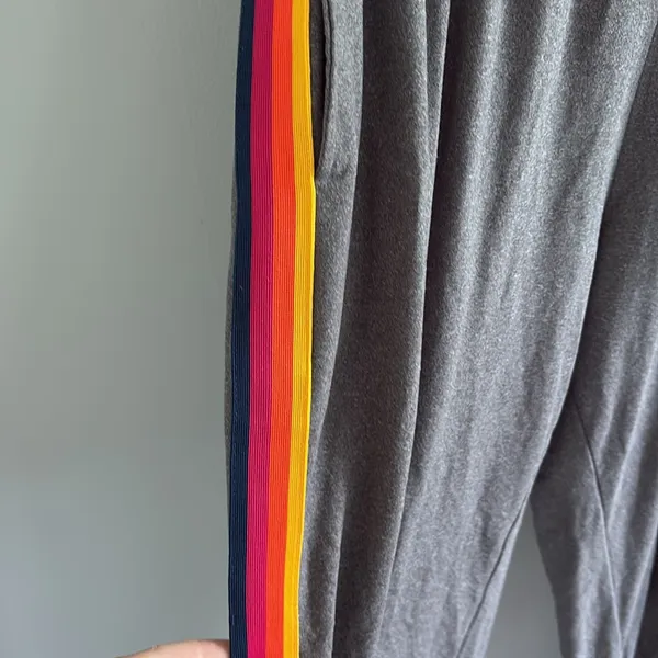Rainbow Striped‎ Joggers Gray Size L - Image 3