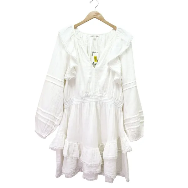 NWT Chelsea & Violet Amanda Cotton Ruffle Dress White Sz Large Boho Cottagecore - Image 2