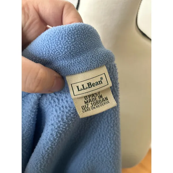 Vintage L.L. Bean Blue Nordic Edelweiss Printed Zippered Fleece - Image 5