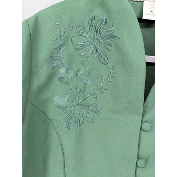Alfred Dunner Adrian Delafield Womens Pant Set Sage Green Embroidered 2 Piece M - Image 10