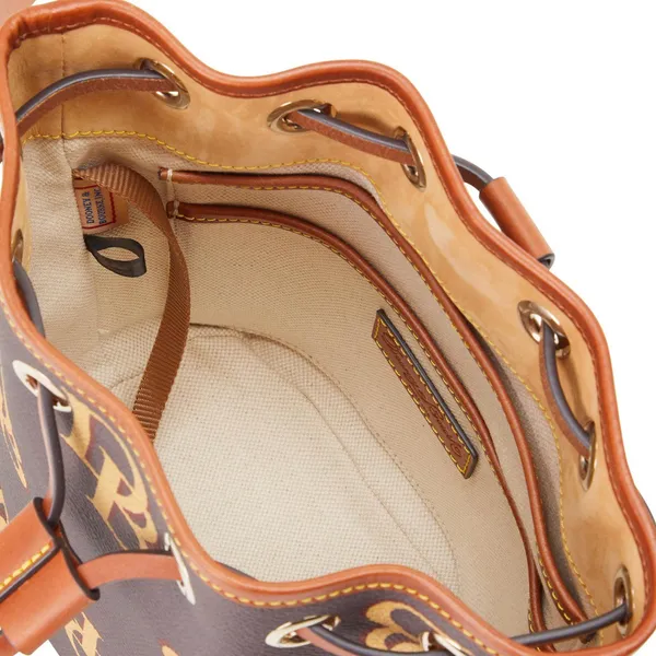 Dooney & Bourke NEW WITH TAG Brown Monogram Small Drawstring Crossbody Bag $218 - Image 5