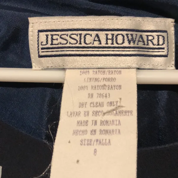 Jessica Howard Vintage Dark Blue Seashell Midi Dress - Image 3