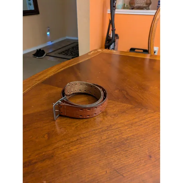 Casual Brown Perforation Casual 1.75" Wide Leather Belt Waist Xl - Image 8