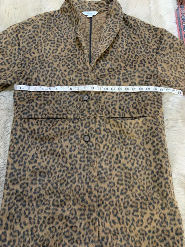 Old Navy Leopard Print Wool Coatigan Coat Jacket Medium - Image 10