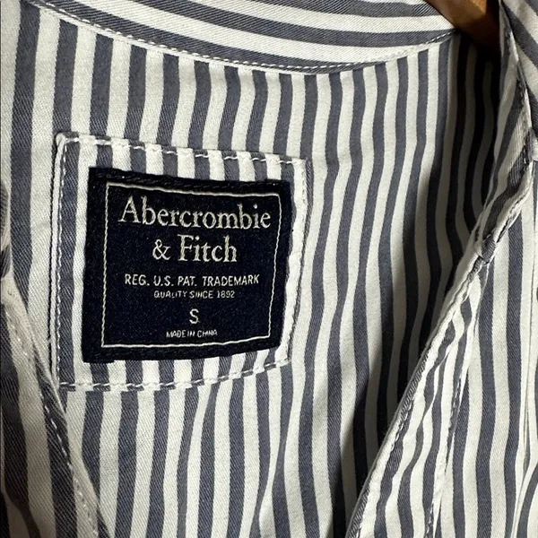 Abercrombie & Fitch Blue White Stripe Shirt Dress Pockets Preppy Beach Old Money - Image 5
