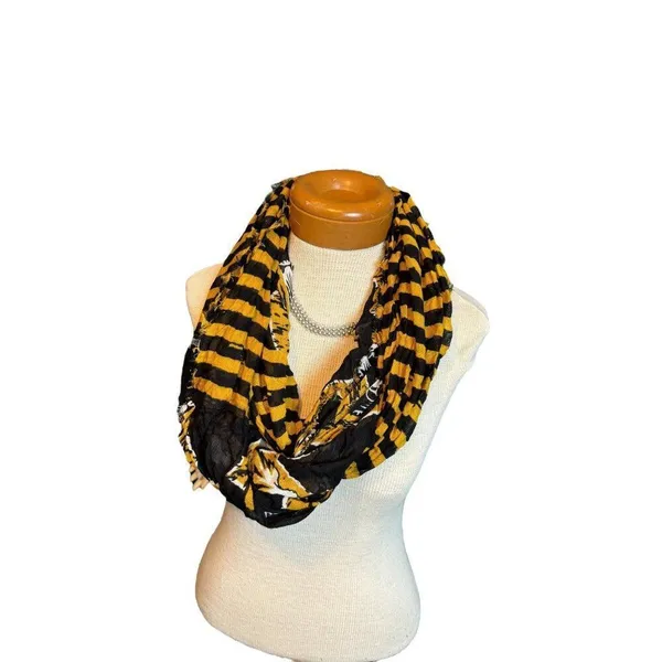 University of Missouri - Mizzou Tiger Print & Yellow Striped Infinity Scarf - Image 2