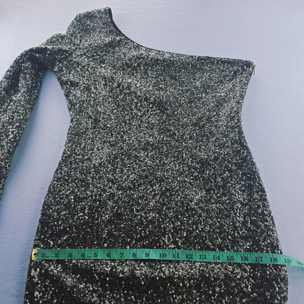 GB Sequin One Shoulder‎ Party Dress Cocktail Shimmer Golden Sparkle XL - Image 9