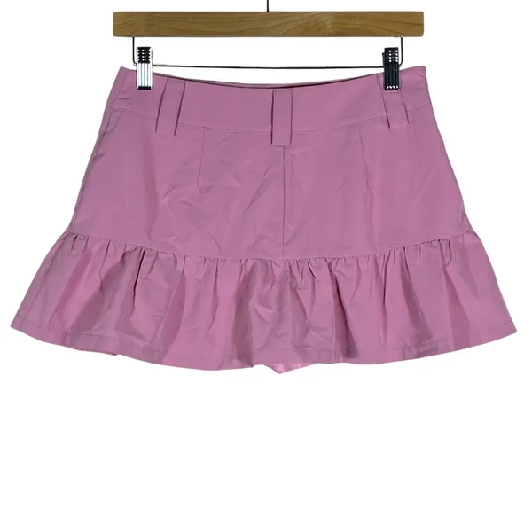 NWT Cider Ruffle Hem Solid Skort Pink Barbiecore Preppy Flounce Mini Size S - Image 5