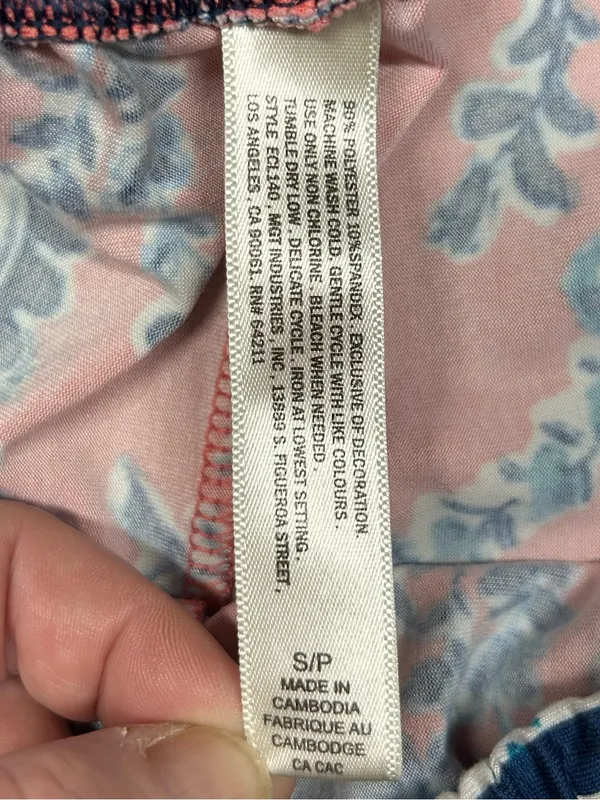 In Bloom by Jonquil Women's Size S Orange Blue Floral Knit Pajama Shorts Set - Image 2