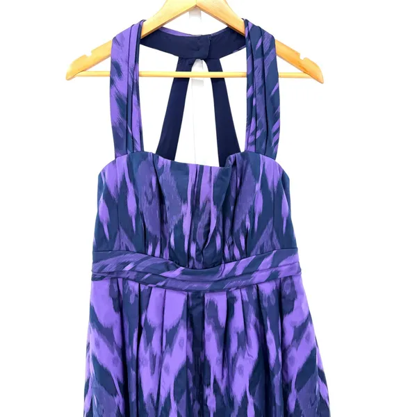 Kay Unger New York Purple Ikat Halter Fit Flare Dress 16‎ Wedding Guest Formal - Image 2